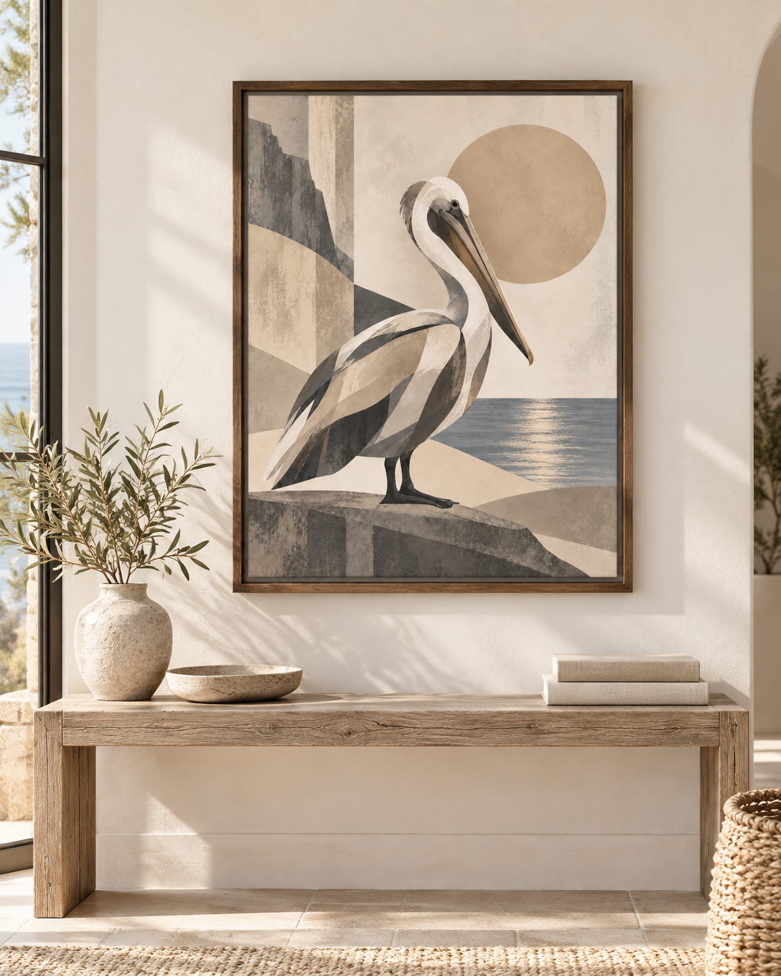 Abstract Pelican No. 01 | Framed Canvas | 24" x 32"