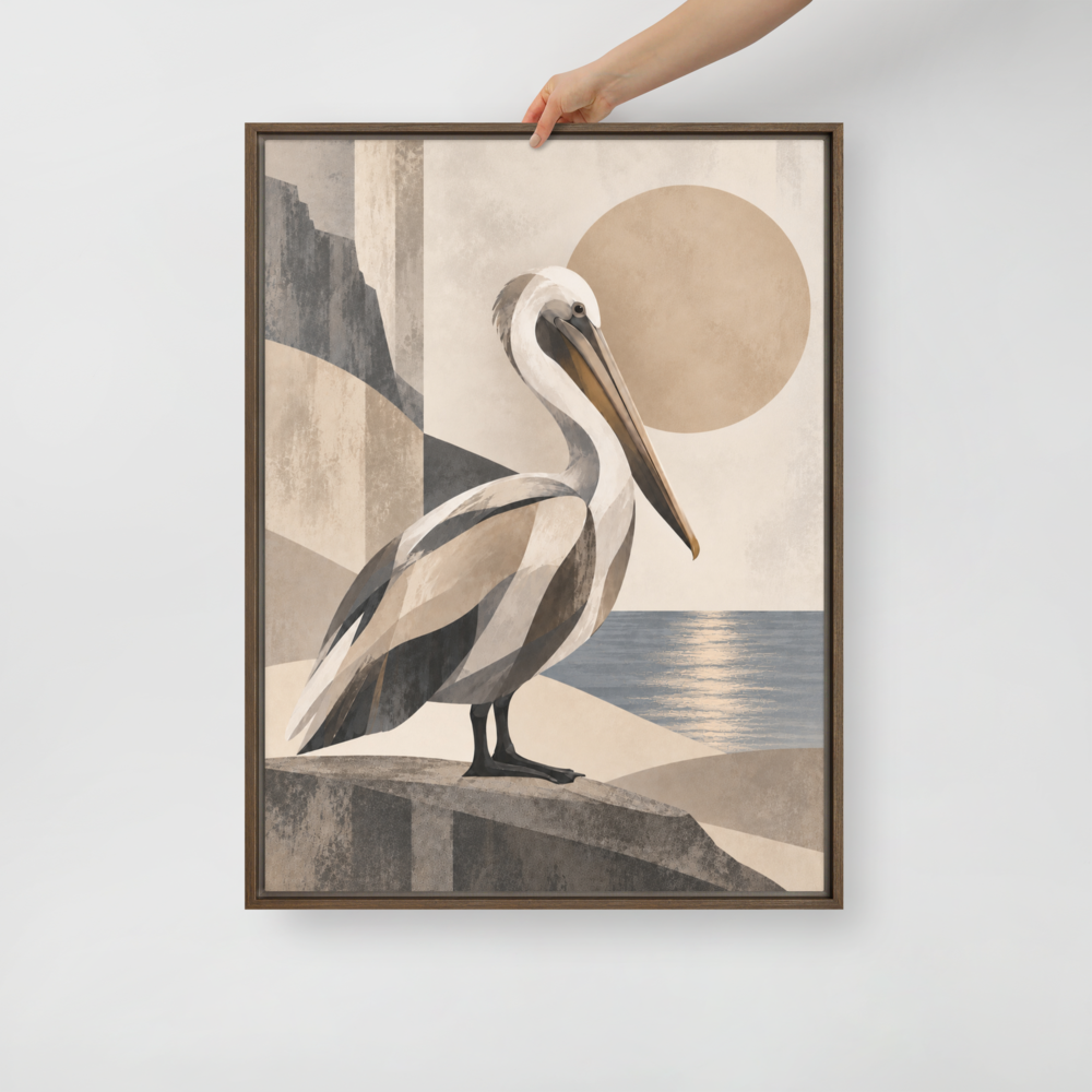 Abstract Pelican No. 01 | Framed Canvas | 24" x 32"